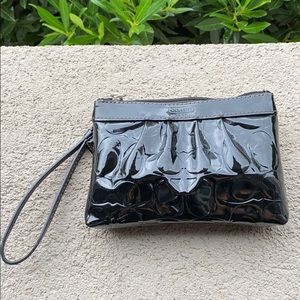 Coach Black Patent Leather Logo Wristlet